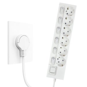 원스탑 제로갭 국산 슬림 납작 멀티탭 6구 개별스위치 멀티콘센트 1.5m, 화이트, 1개