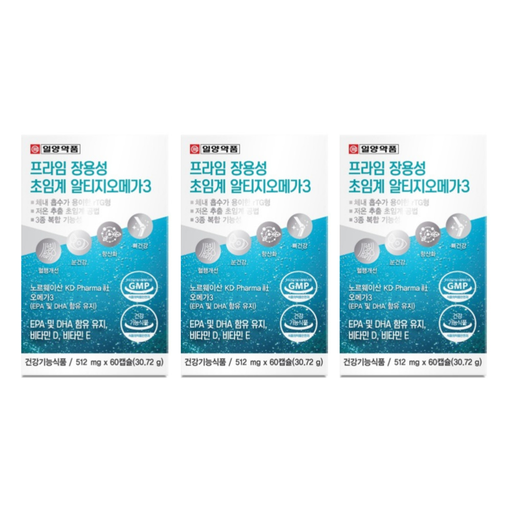 일양약품 프라임 장용성 초임계 <b>알티지 오메가3</b> <b>에스키모</b> 알래스카 작은알 60캡슐, 3개
