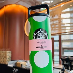 스타벅스 kate spade 콜라보 그린 미르 손잡이 스텐 텀블러 473ml