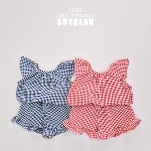 소이빈 여름 아기 유아동 키즈 여아 체크날개블라 상하복 (75-140cm)