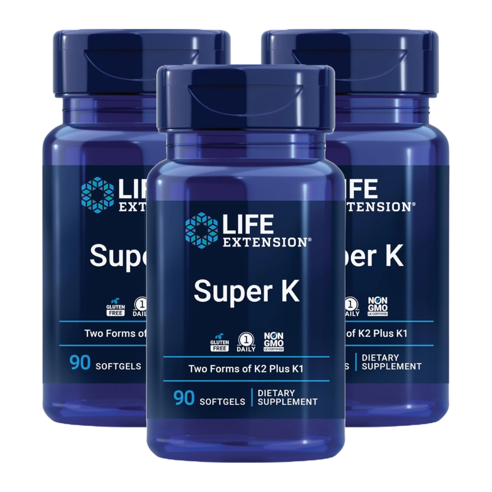 라이프익스텐션 슈퍼 K Super K <b>비타민 K1</b> <b>비타민</b> K2 90소프트젤 x 3개