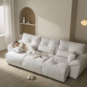 기간행사I코지 독일 오킨사모터 슬라이드 모션 리클라이너소파 구스내장 라이트 그레이, 4인용