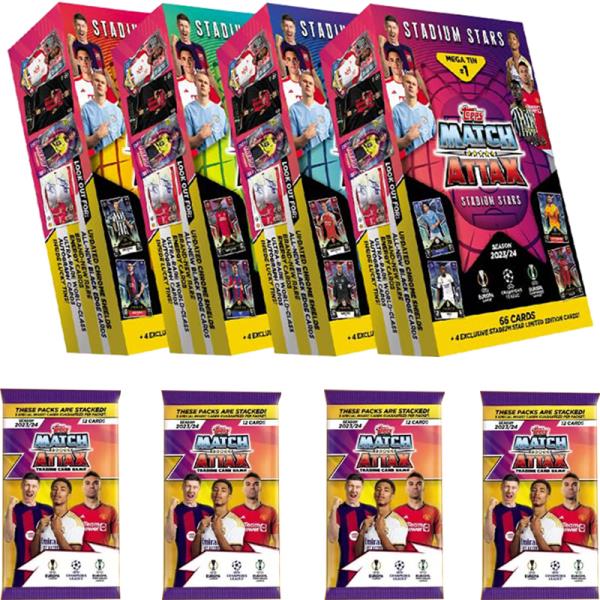 2023-24 Topps Match Attax 메가 틴 번들 축구 컬렉션 카드 랜덤 한정판 카드 Lewandowski 팬 선물 내부