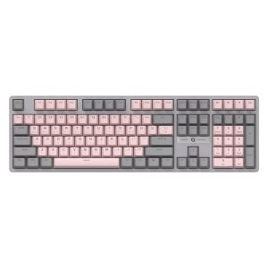 COX CK580 유선 게이밍 기계식 키보드 풀배열 그레이핑크, 청축