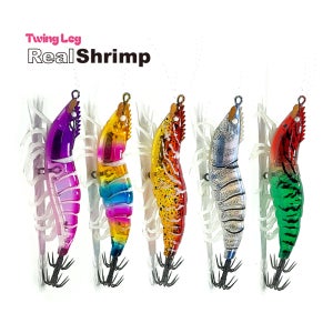트윙레그 5종1세트 리얼 새우에기 쉬림프웜 8cm 쭈꾸미 갑오징어 문어 UV 야광 미끼