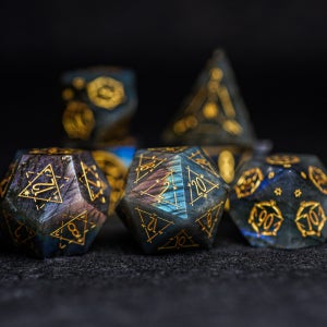 수공예 라브라도라이트 별빛 디자인 TRPG 주사위 세트 COC DND 크툴루 20면체