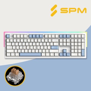 SPM 몽돌 키보드 PL108W 풀배열 화이트, 저소음 새벽축 택타일