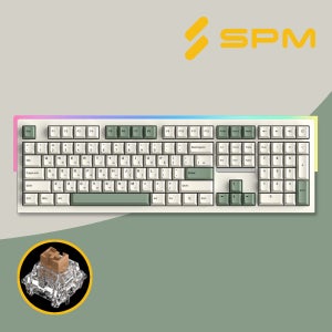 SPM 몽돌 키보드 PL108W 풀배열 베이지, 저소음 새벽축 택타일
