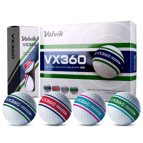 볼빅 VX360 골프공 듀얼컬러 3피스 360도 퍼팅라인 비거리 골프볼 1더즌 12구