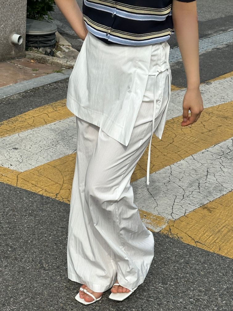 [밀키 <b>랩 pt</b>] 유니크 <b>랩</b> 스커트 팬츠 봄 여름 긴바지