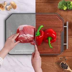 [칼집,변색X] 스텐도마 나무도마 양면 원목 이유식 우드