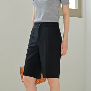 여름 린넨 밴딩 5부반바지 여성 정장반바지 슬랙스 스판 편한 버뮤다팬츠