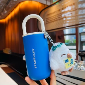 스타벅스 텀블러 여름 MD 스벅 2025 썸머 리유저블 빨대 컵 콜드컵 400ml, 화이트 손잡이 스테인리스 보온병+키링