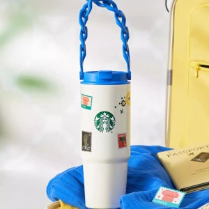 스타벅스 텀블러 여름 MD 스벅 2025 썸머 리유저블 빨대 컵 콜드컵 800ml, 대용량 체인 손잡이 스탬프 빨대컵