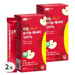 뉴트라팜 애사비 애플사이다비니거 스틱 유기농 100% 사과 초모 식초 15포, 2개