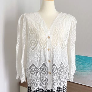 사브레 레이스 시스루 긴팔 가디건