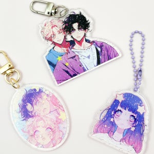 홀로그램 아크릴 키링 제작 자유형 굿즈 만들기 소량 대량 도매 20x20mm 소량제작