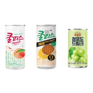 쿨피스 복숭아 파인애플 청포도드링크 3종x 5개씩 15캔