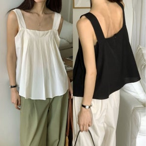 플리츠 뷔스티에 나시 블라우스 여름옷 55 66반