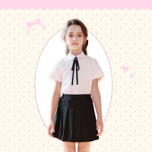 여아 반팔 셔츠 남방 둥근카라 턱시도 화이트 여름 셔츠