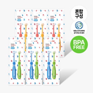 [3+3] 에이카랩스 유아 안심칫솔 혼합 A타입 B타입 1세트 2개입, 6개