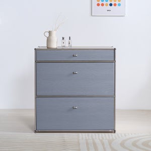 동서가구 오보에 원목 디바이더 아일랜드 서랍장 800, 3단, 그레이