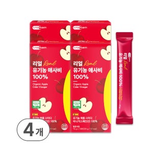 100% 유기농 애사비스틱 애플사이다비니거 초모 사과 식초 15포, 4개