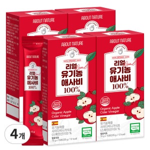 어바웃네이처 애사비 애플사이다비니거 스틱 유기농 100% 사과 초모 식초 15포, 4개