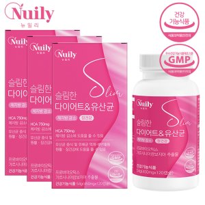 뉴일리 슬림한 다이어트&유산균 120캡슐 3개 3개월분 체지방 감소 장건강 케어