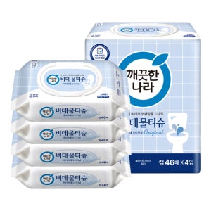 깨끗한나라 닥터비데 화장실용 물티슈 오리지널 캡형 46매, 8개