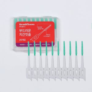 덴티클린스 부드러운 휴대용 치간칫솔 20개입 x 2개입 / 얇은 실리콘 치간칫솔