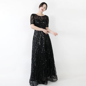 블랙 물결 비즈 (S-6XL코르셋) 드레스 빅사이즈 2부 피로연 웨딩 스냅촬영 합창 연주