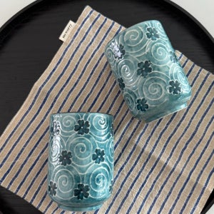 Blue swirl cup • 녹차컵 물컵 음료잔 도자기컵