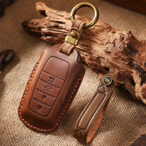 도요타 빈티지 레더 리얼 핸드메이드 가죽 스마트 차 키 케이스 프리우스 하이랜더 캠리 아발론 라브4