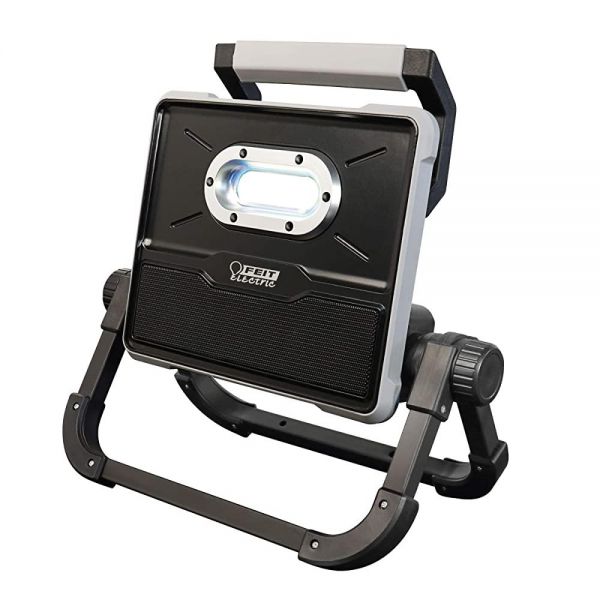 Feit Electric WORK2400BT 30W 휴대용 작업 조명, 블루투스 스피커 포함, 내장 4400mAH 충전식 <b>리튬</b> 배터리 151881