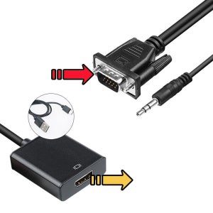 VGA to HDMI 변환 컨버터 RGB PC 노트북 TV 연결 젠더 오디오 지원