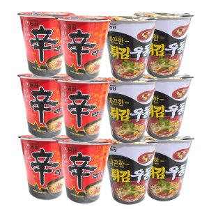 [오네뜨] 농심 컵라면 소컵 반반 세트 신라면6 튀김우동6