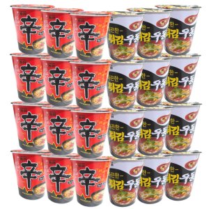 [오네뜨] 농심 컵라면 소컵 반반 세트 신라면12 튀김우동12