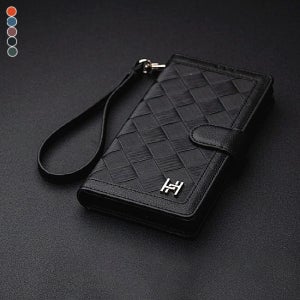 [뷰노] 슬림 다이어리 가죽 지갑 케이스 블랙, 갤럭시A퀀텀2-A82