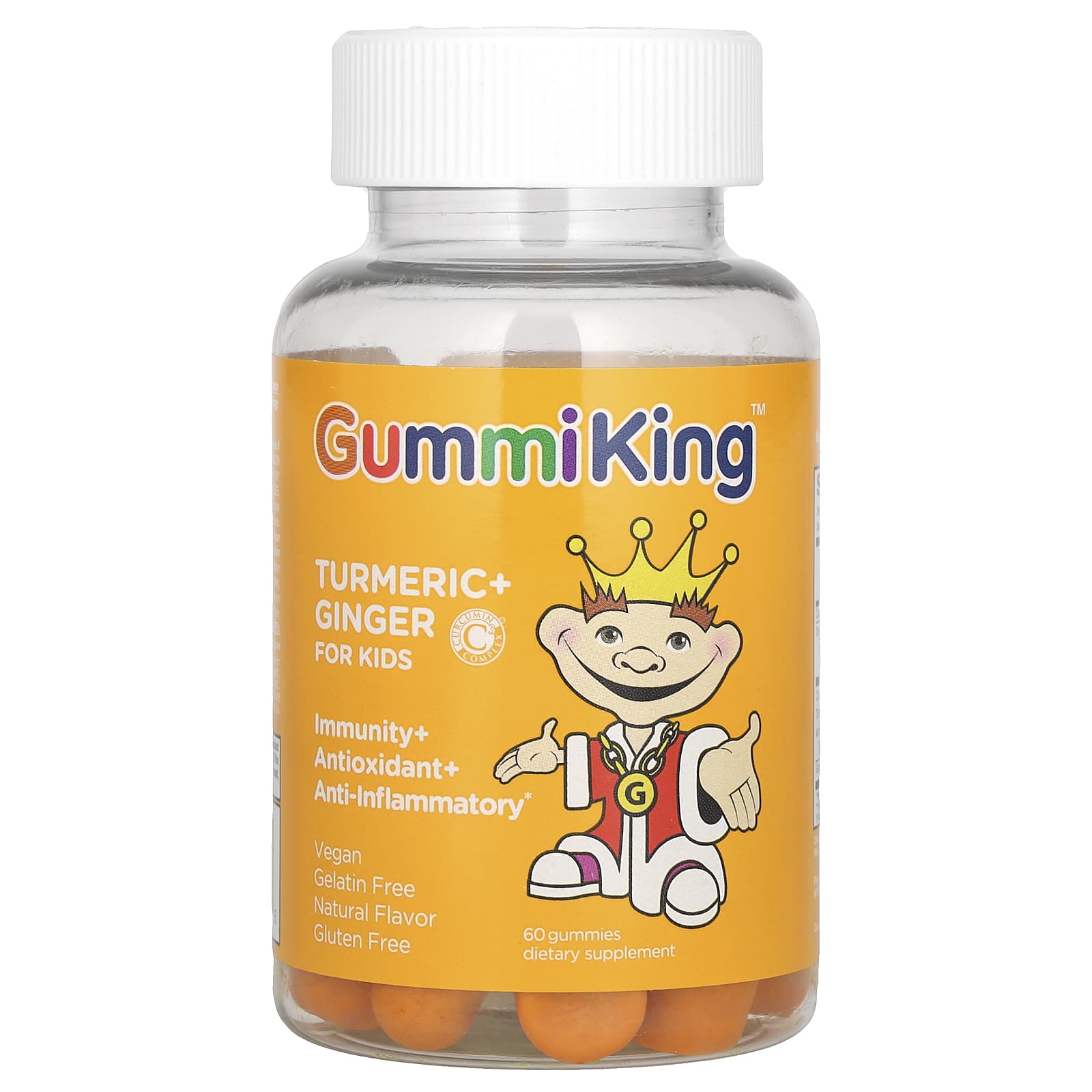 GummiKing 어린이용 강황 생강 면역력 항산화 <b>항염증</b> 망고 맛 구미젤리 60개
