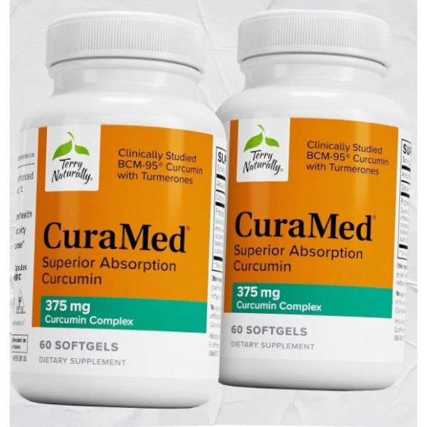 <b>테리 내추럴리</b> 큐라메드 375mg 면역 건강 지원 항산화 커큐민 강황 필수 오일 포함 <b>간</b> 60 소프트젤 미주 출고