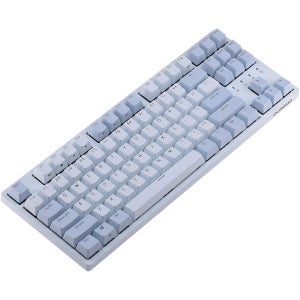 DURGOD 타우러스 K320 87키 기계식 게이밍 키보드 PBT 키캡 NKRO USB-C 연결 헤이즈 블루 체리 레드