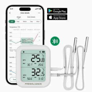 스마트 온도 및 습도 측정. 스마트폰 App 실시간 모니터링, 실내 및 실외 Temperature/Humidity, BlueTag TH30R