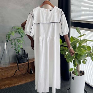 마린룩 화이트 원피스 라인 S [메다모드]