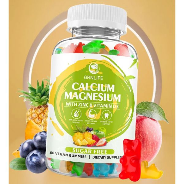 비타민D3가 포함 칼슘 마그네슘 아연 설탕 없 젤리 <b>뼈</b> 근육 건강 고 혼합 맛 입 미주 출고 <b>Grn</b>라이프 파인애플