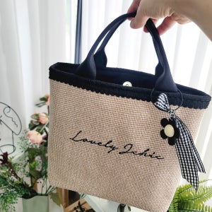 [JCHIC] 핸드메이드 데일리 라피아 버킷 스퀘어 라탄 미니 토트 에코백