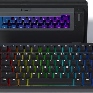 Womier SK75 풀 알루미늄 75% 무선 기계식 키보드 VIA 커스텀 프리루브 POM 스위치 RGB 3모드 가스켓 마운트 핫스왑 (Black)