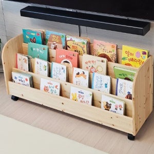 4단 원목 전면 책꽂이 거실 아이방 책장 유아 아기 어린이 계단식