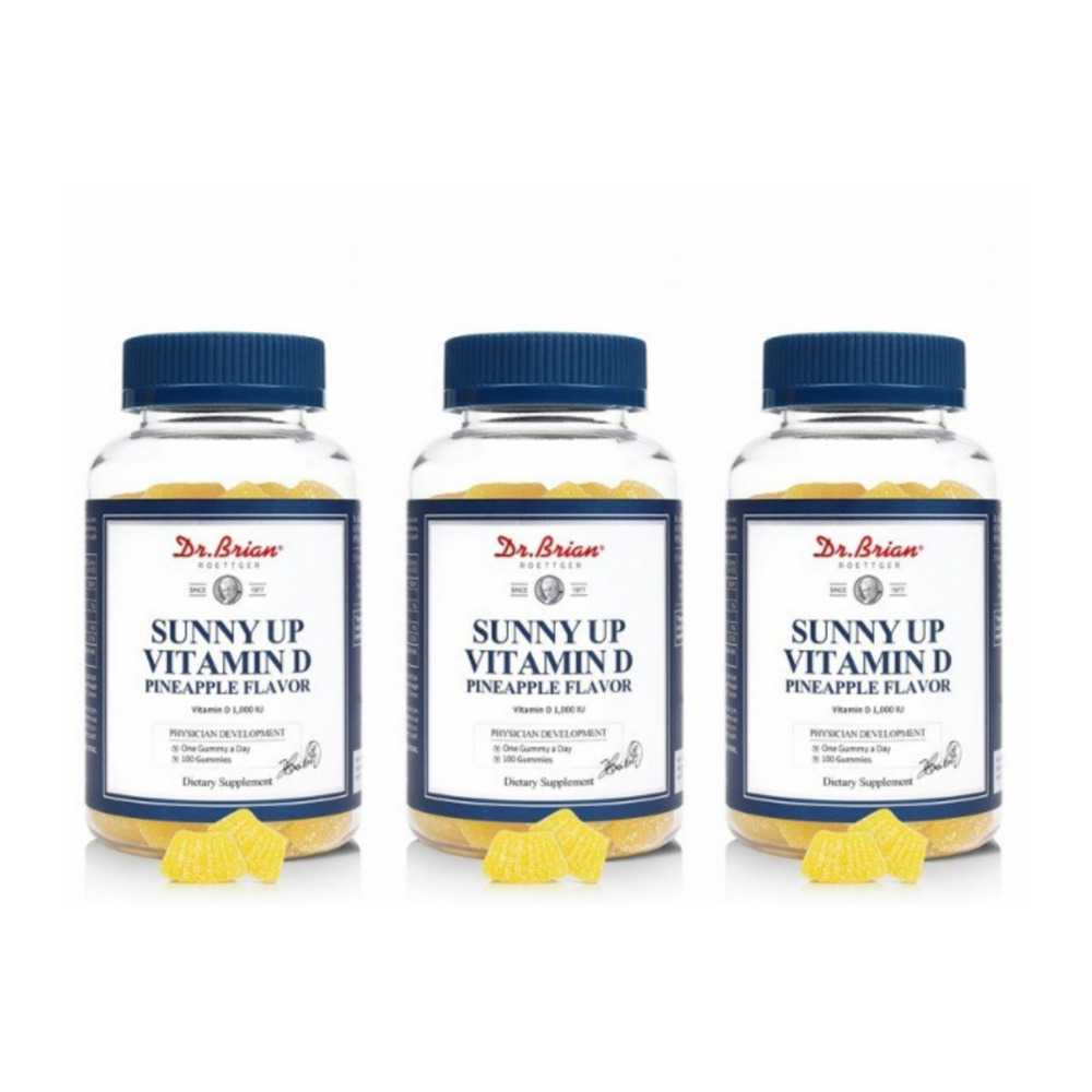 닥터브라이언 써니 업 <b>비타민</b>D D3 아기 파인애플맛 어린이 영양 보충 100<b>구미</b>, 3개
