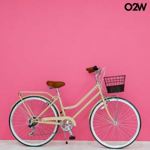 오투휠스 클리오 클래식 66cm(26인치) 여성용 바구니 자전거 7단 시티바이크 반조립